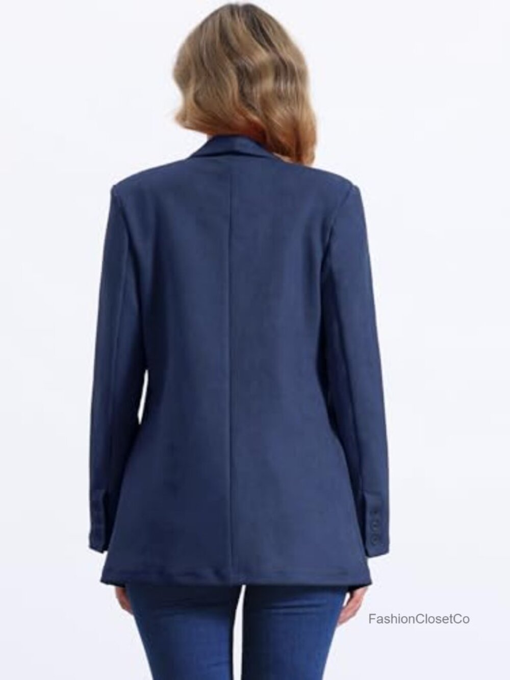 Faux Suede Blazer for Women Lapel Collar One Button Dressy Suit Jacket Long - Picture 2 of 4